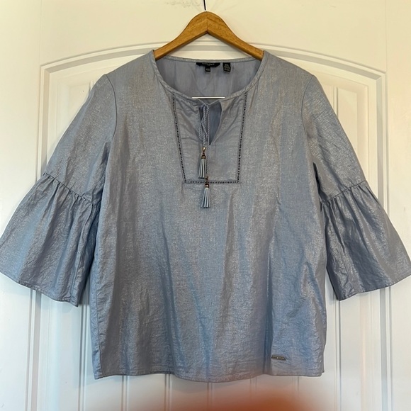 New Ellen Tracy Linen Blend boho Top Small - Picture 1 of 8